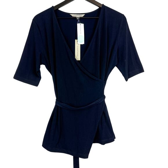 NWT 41Hawthorn Sierah Matte Jersey Wrap Knit Top Navy Blue - M - Picture 1 of 7